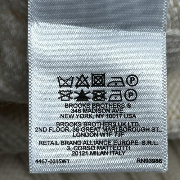 Brooks Brothers Sweater Mens Large Ivory Black Cable Knit Fair Isle Merino Wool - Picture 7 of 13